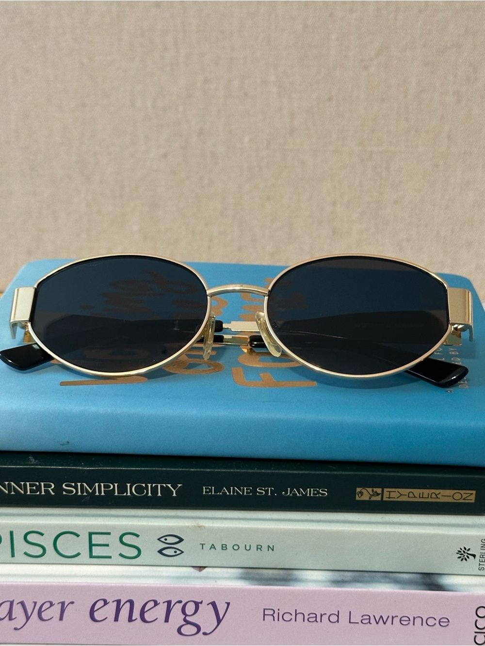 Sojos Retro Oval Gold Frame Black Lens Women's Sunglasses